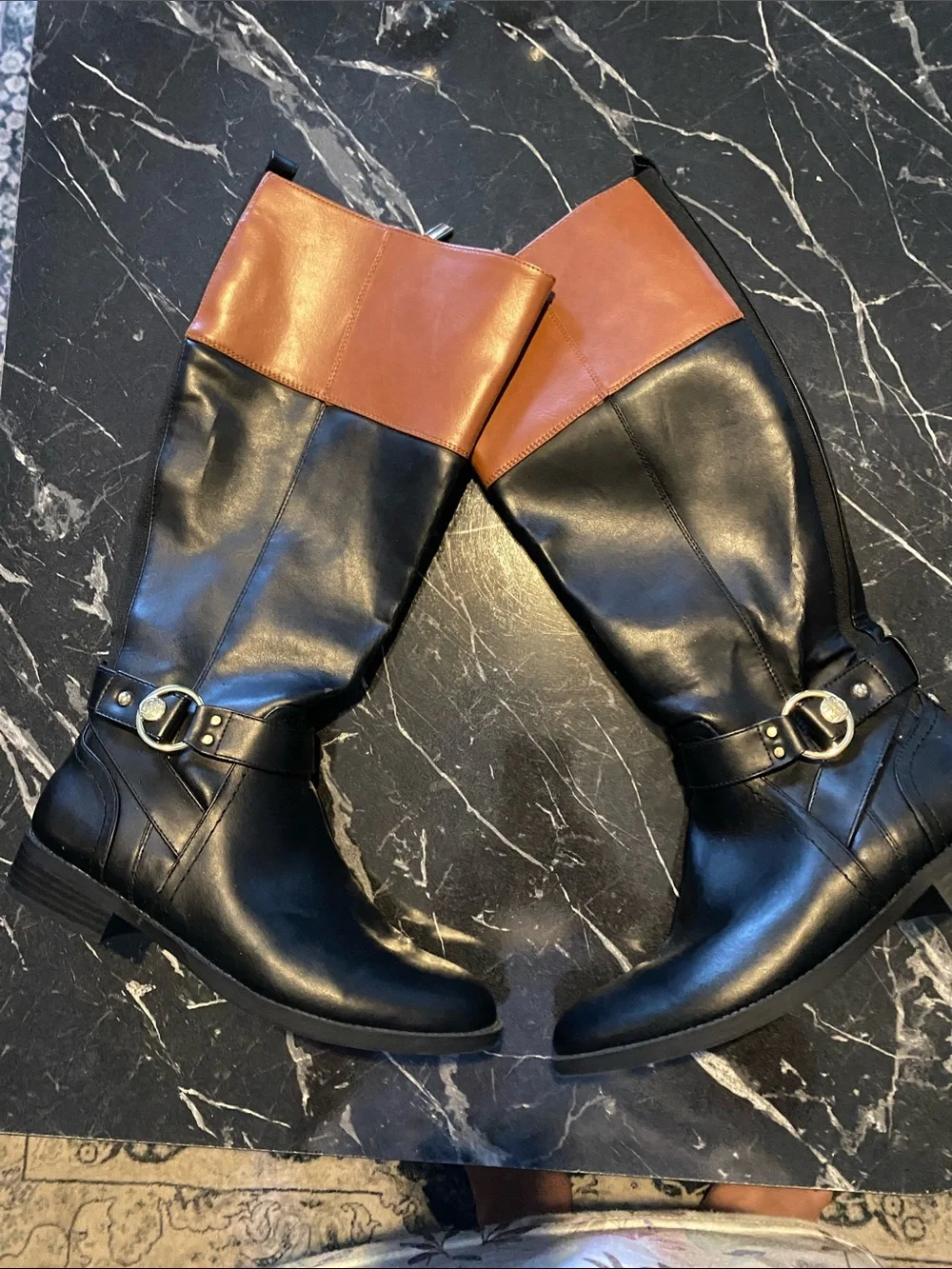 Brand new!! Tommy Hilfiger Two-Tone Black & Brown Over-the-Knee Boots